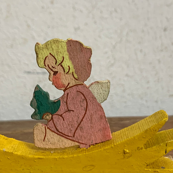 Vintage Kerzenständer Engel auf Schweifstern Erzgebirge