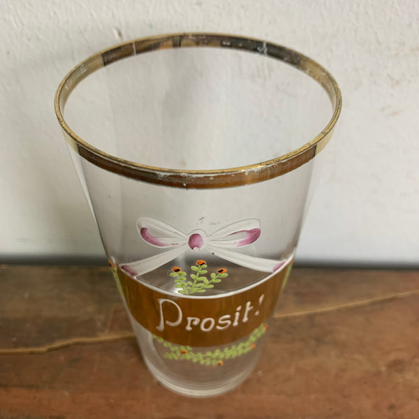 Antikes Trinkglas mit Aufschrift Prost