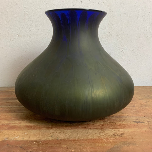 Jugendstil Glas Vase irisierende Pfauen-Optik