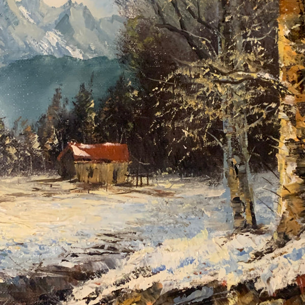 Ölgemälde Winterliche Flusslandschaft von E. Hoffmann