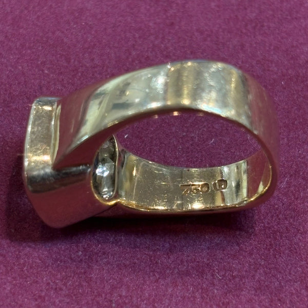 Massiver Ring aus 750 Gelbgold mit Aquamarin ca. 7,2 Karat