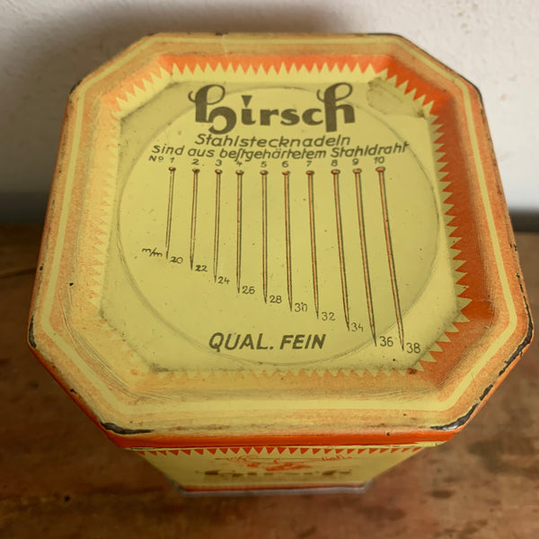 Vintage große Blechdose Hirsch Stahlstecknadeln