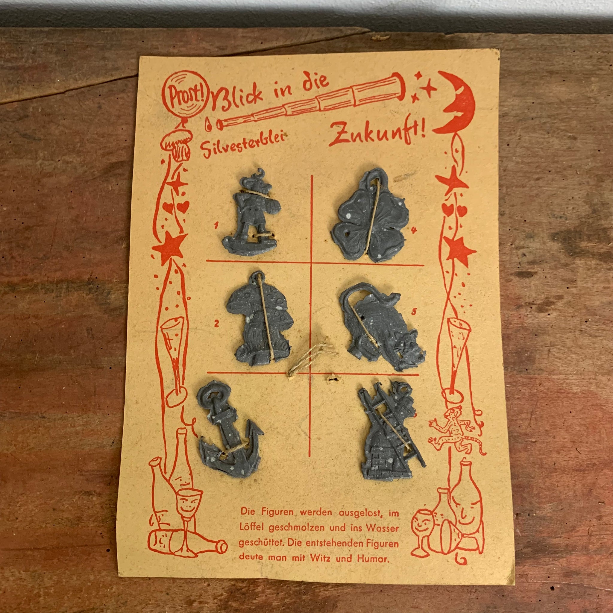 Vintage Glücksfiguren zum Bleigießen