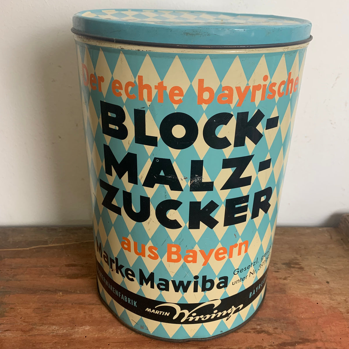 Vintage sehr seltene Blechdose Mawiba Echt bayrischer Block Malz Zucke ...