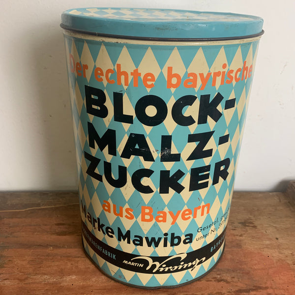 Vintage sehr seltene Blechdose Mawiba Echt bayrischer Block Malz Zucker