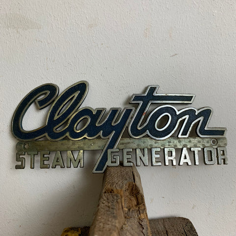 Vintage Typen Schild Clayton Steam Generator