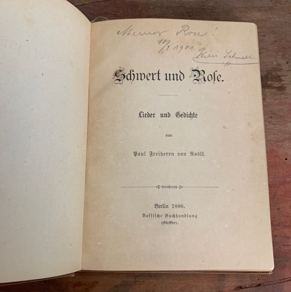 Buch Schwert und Rose von Paul Freiherr von Roëll