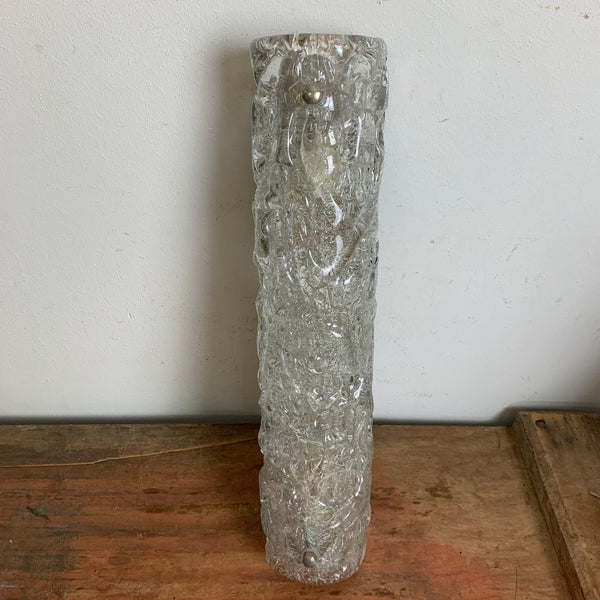 Vintage Tube Wandlampe aus Ice Glas von Hillebrand