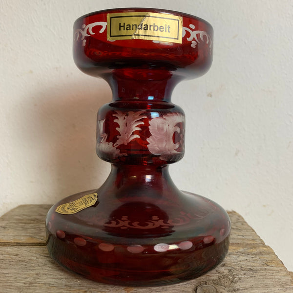 Vintage Kerzenständer rubinrot Kristall Glas