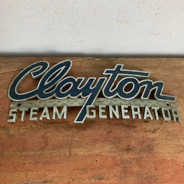 Vintage Typen Schild Clayton Steam Generator