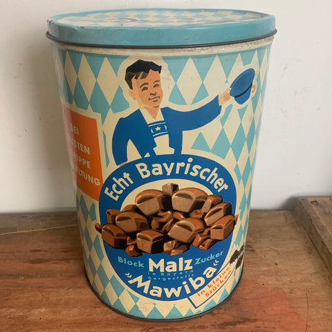 Vintage sehr seltene Blechdose Mawiba Echt bayrischer Block Malz Zucker