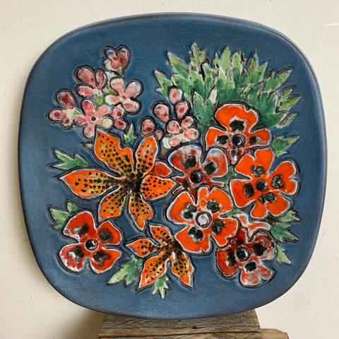 Vintage Relief Keramik Teller Wandteller Schale