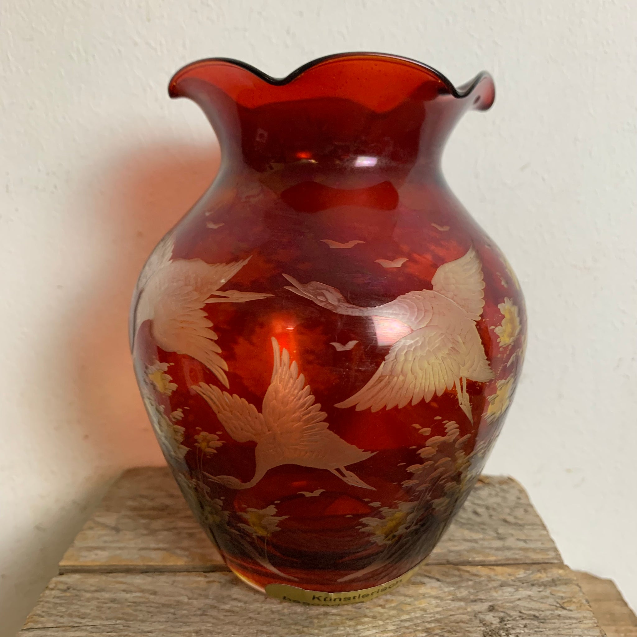 Vintage Vase rubinrot Kristall Glas