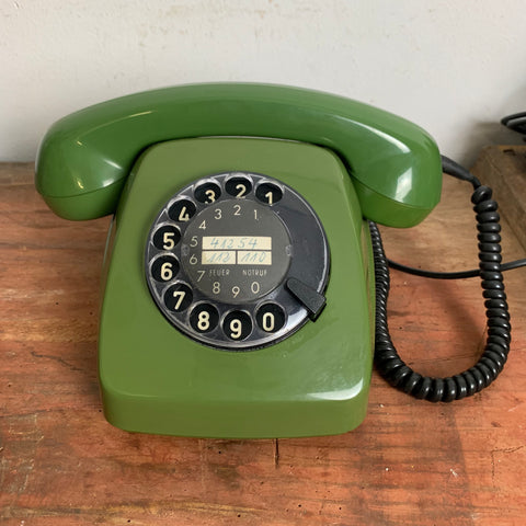 Vintage grünes Wählscheiben Telefon