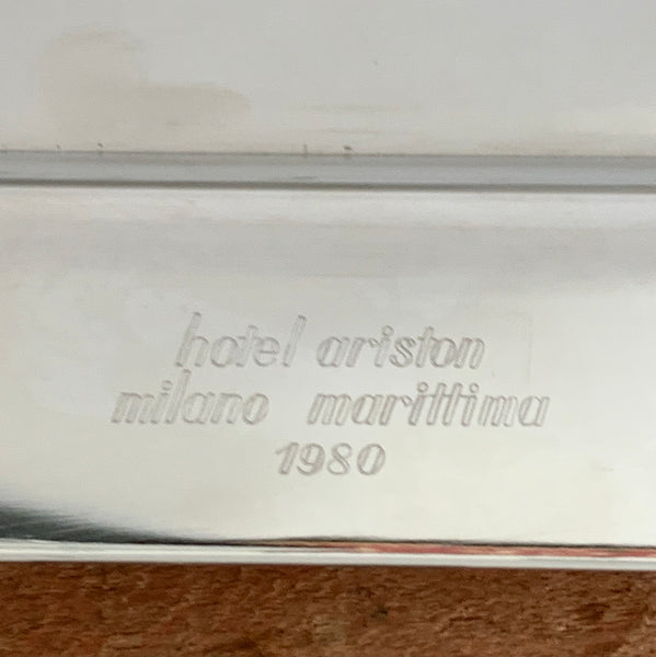 Silber Tablett von Sambonet Italy für Hotel Ariston Milano Marittima