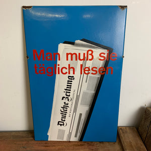 Vintage Emaille Schild Deutsche Zeitung