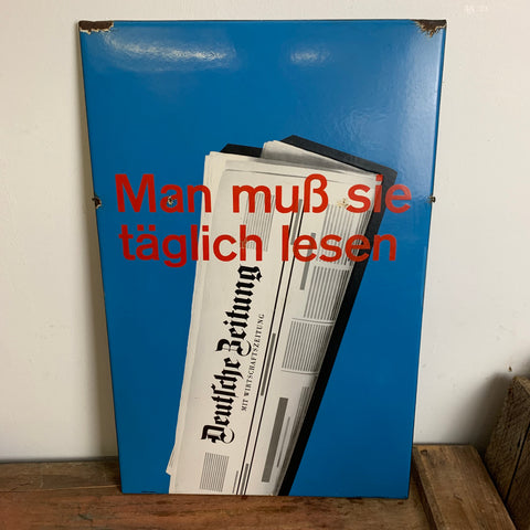 Vintage Emaille Schild Deutsche Zeitung