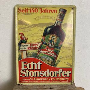Vintage Blechschild 140 Jahre Echt Stonsdorfer