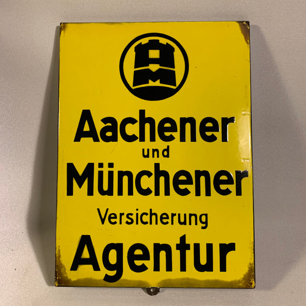 Emaille Schild Aachener und Münchener Versicherung
