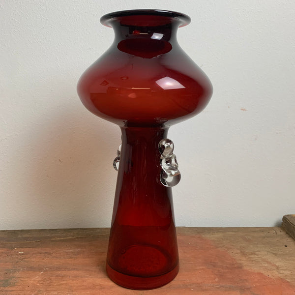 Vintage rote Glasvase von HSG Tarnowiec