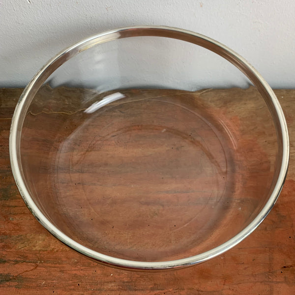 Vintage Glas Schale mit Silberrand