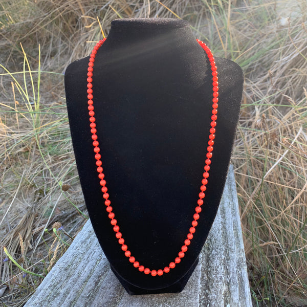 Vintage orangene Korallen Perlenkette