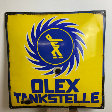 Vintage Emaille Schild Olex Tankstelle