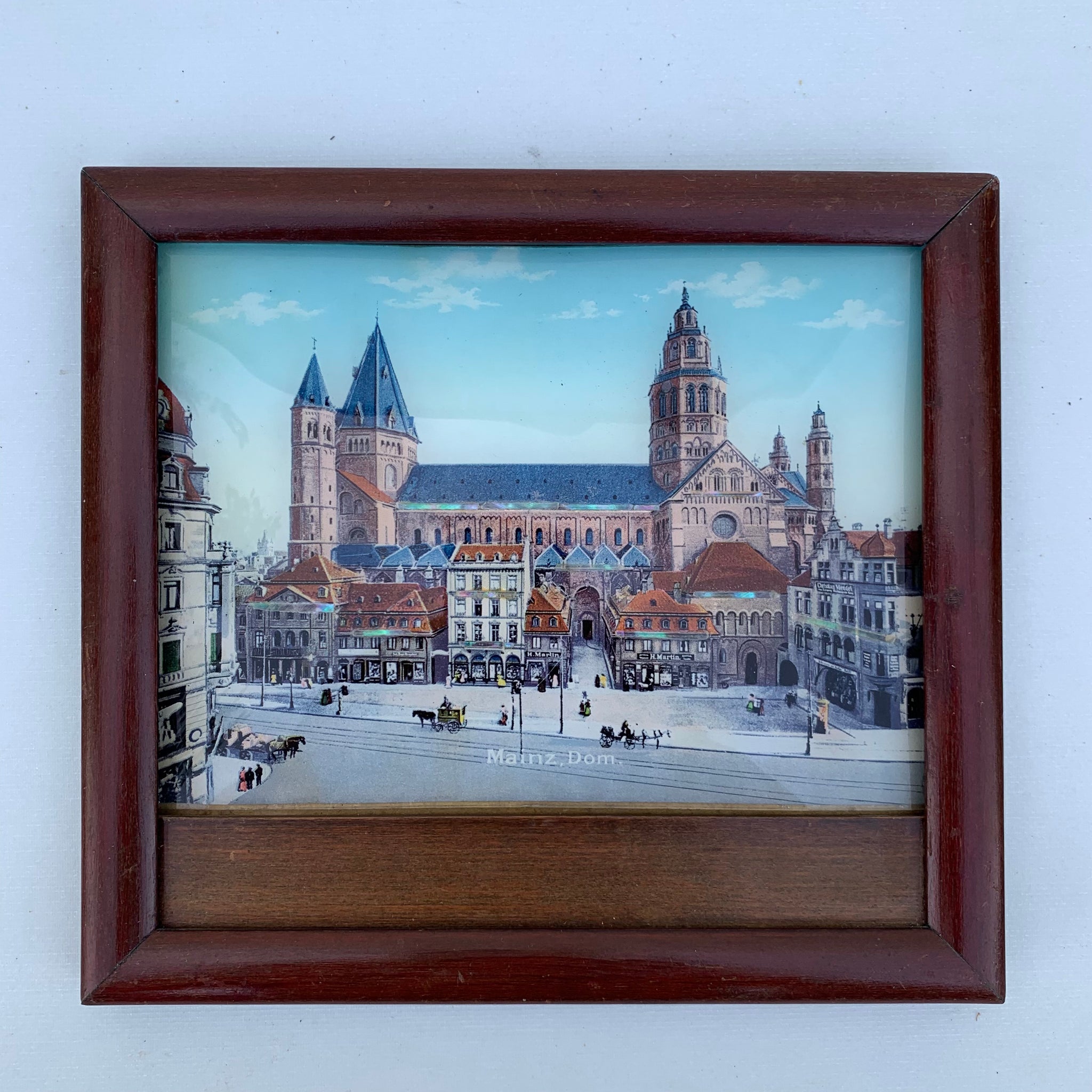 Altes Andenkenbild mit Perlmutt Einlagen Dom von Mainz