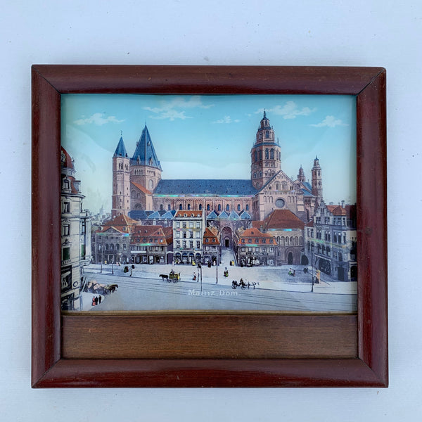 Altes Andenkenbild mit Perlmutt Einlagen Dom von Mainz