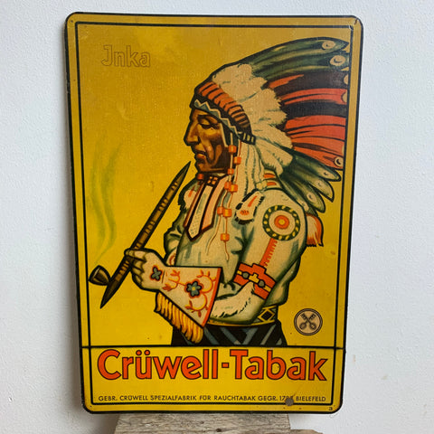 Vintage Pappaufsteller Crüwell Tabak