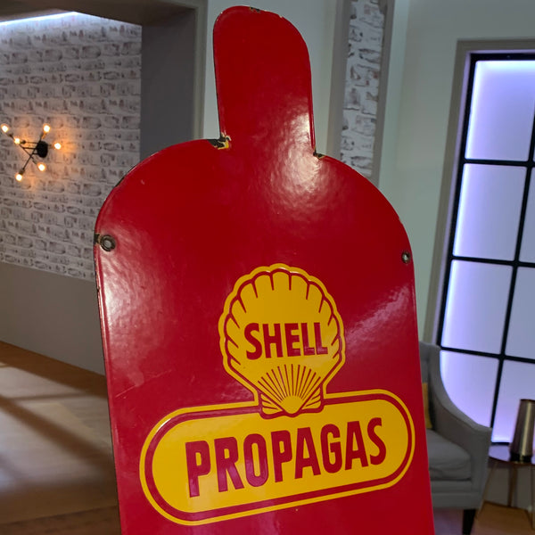 Shell Emaille Schild Propagasflasche