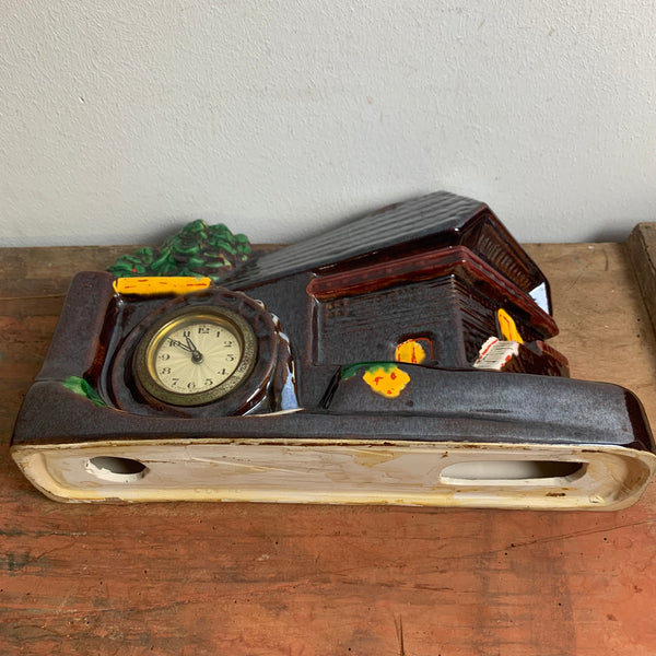 Vintage Keramik Uhr Wassermühle von Scheurich und Greulich