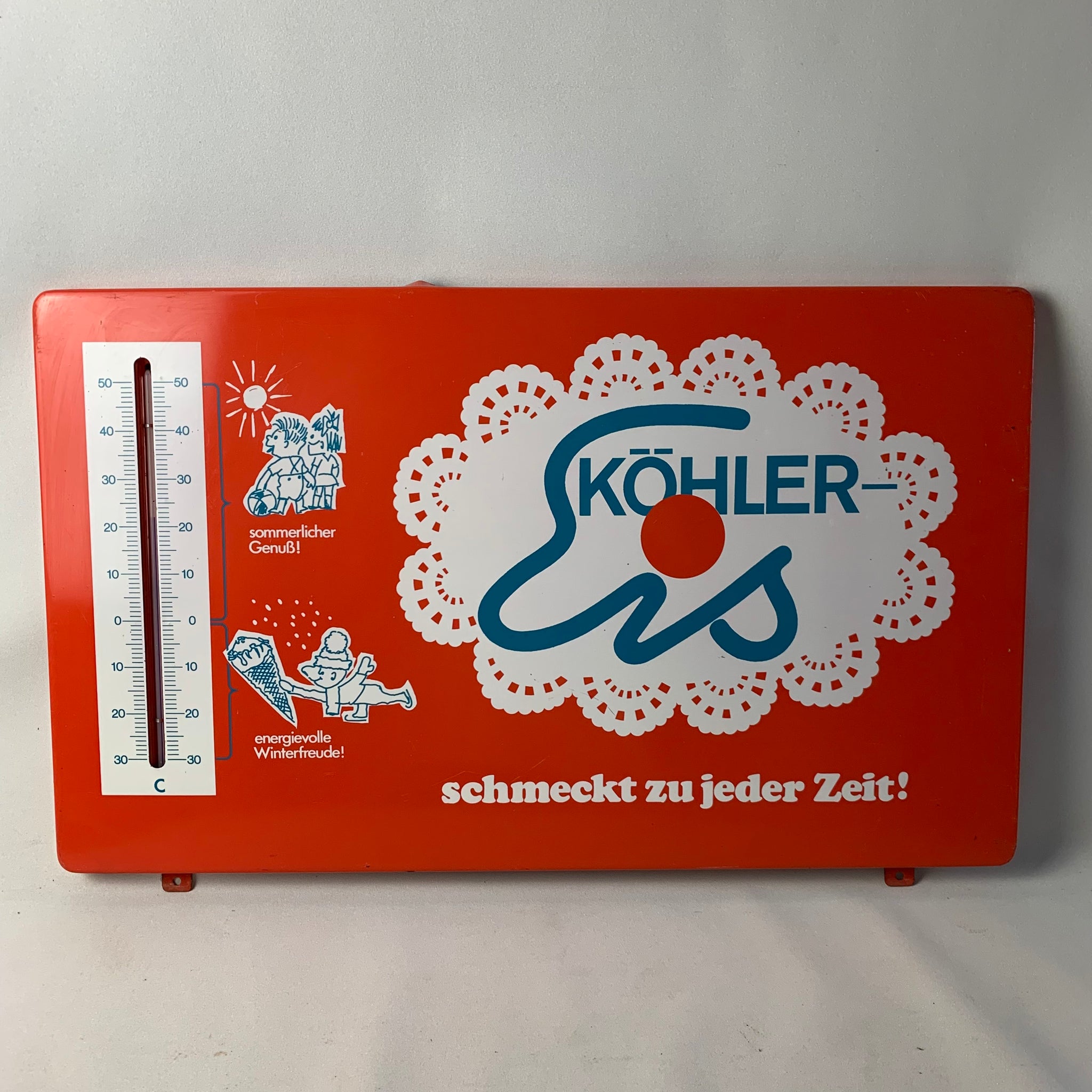 Emaille Schild mit Thermometer Köhler Eis