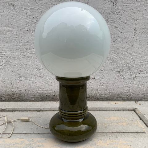 Große vintage Sockel Lampe grün Keramik