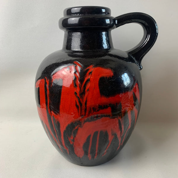 Keramik Vase von Scheurich mit roten Pferden 486-38