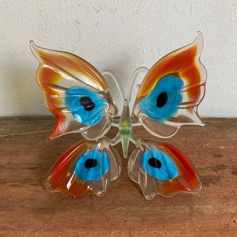 Vintage Glas Skulptur Schmetterling Murano