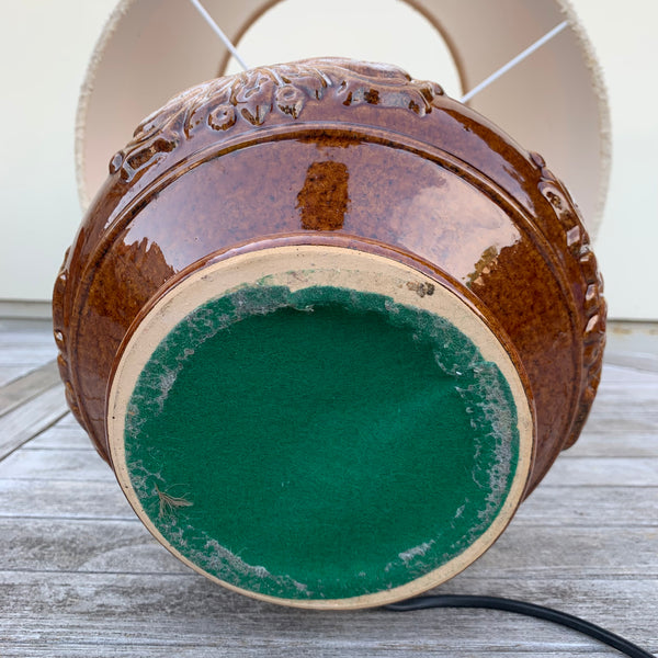 Keramik Tischlampe 60er Jahre braun