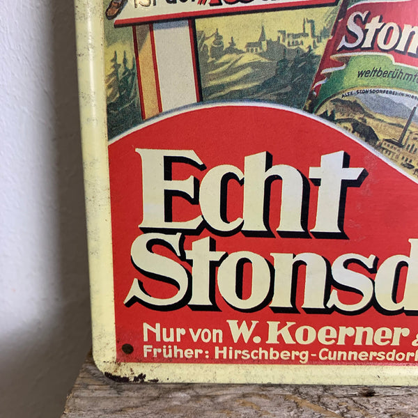 Vintage Blechschild 140 Jahre Echt Stonsdorfer