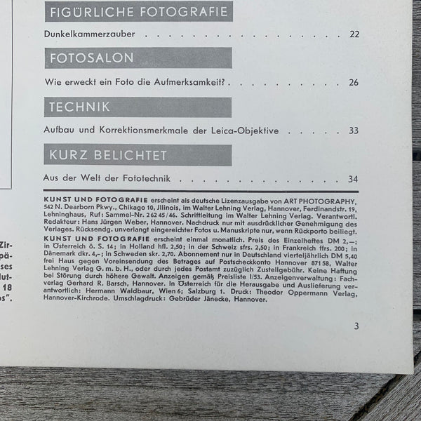 Magazin Kunst und Fotografie August 1954