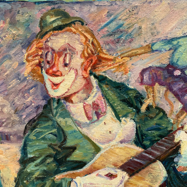 Gemälde Clown mit Gitarre und Äffchen