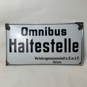 Emaille Schild Omnibus Haltestelle
