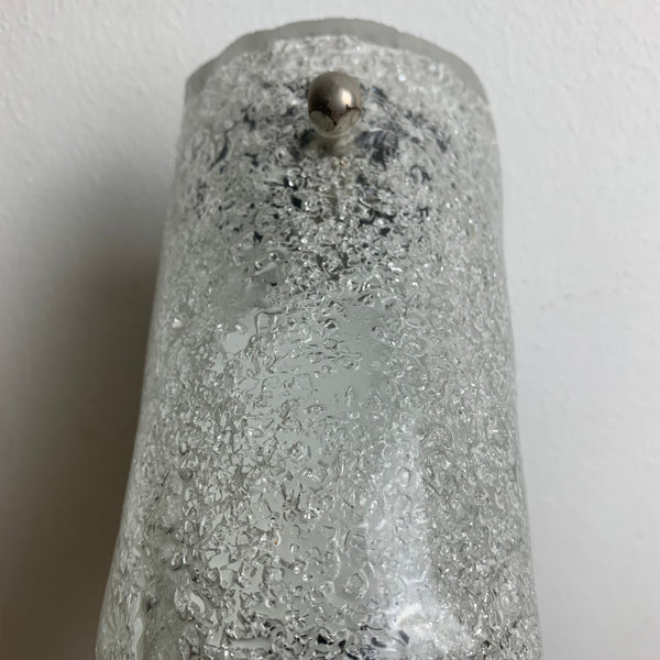 Zwei vintage Tube Wandlampen aus Ice Glas von Hillebrand