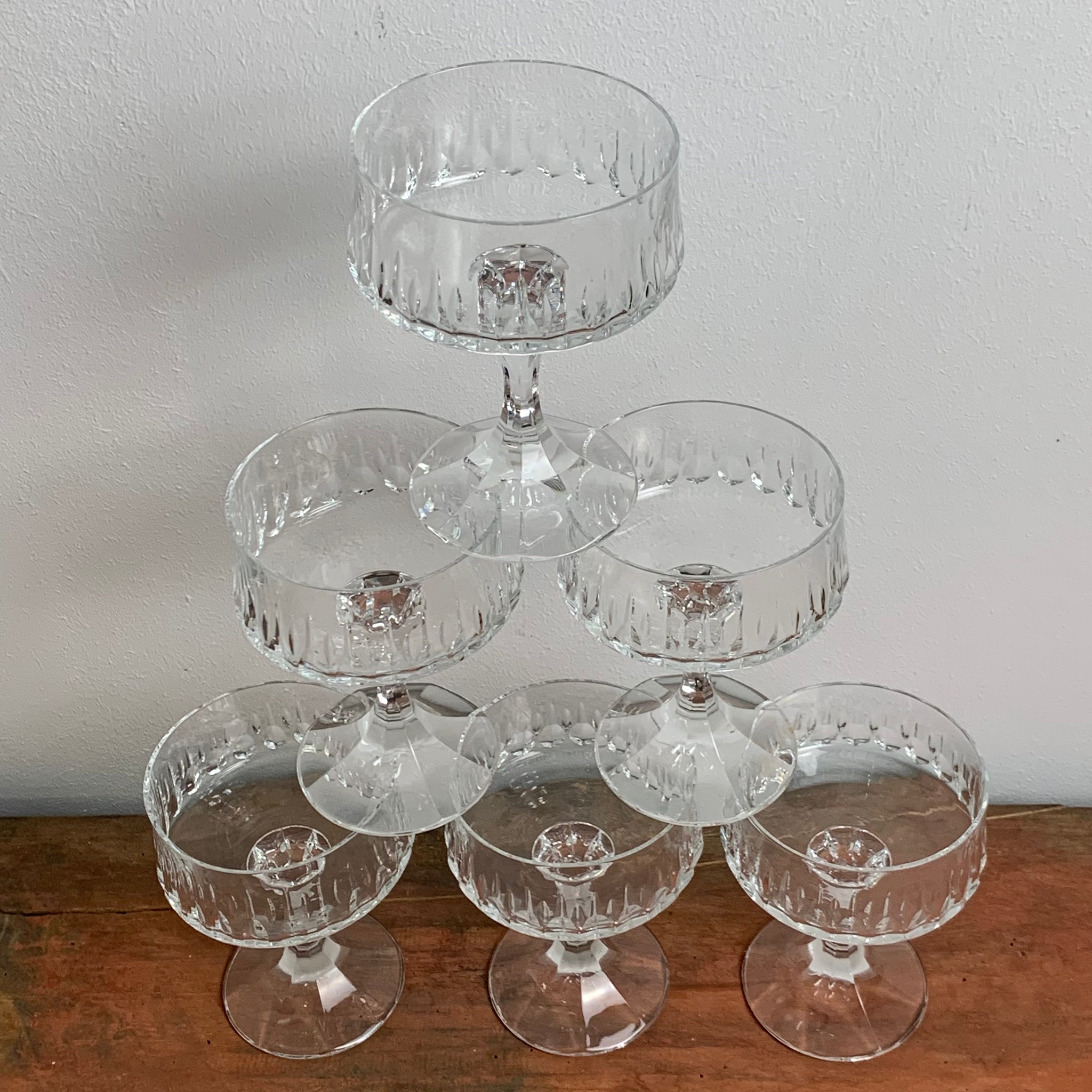 6 Bleikristall Champagnerschalen – Trödelfuchs Vintage Shop