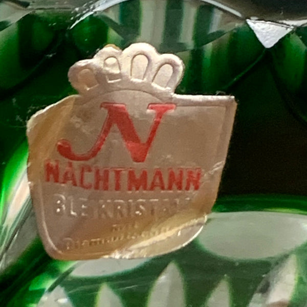 Vintage Bleikristall Korbschale von Nachtmann in Smaragdgrün