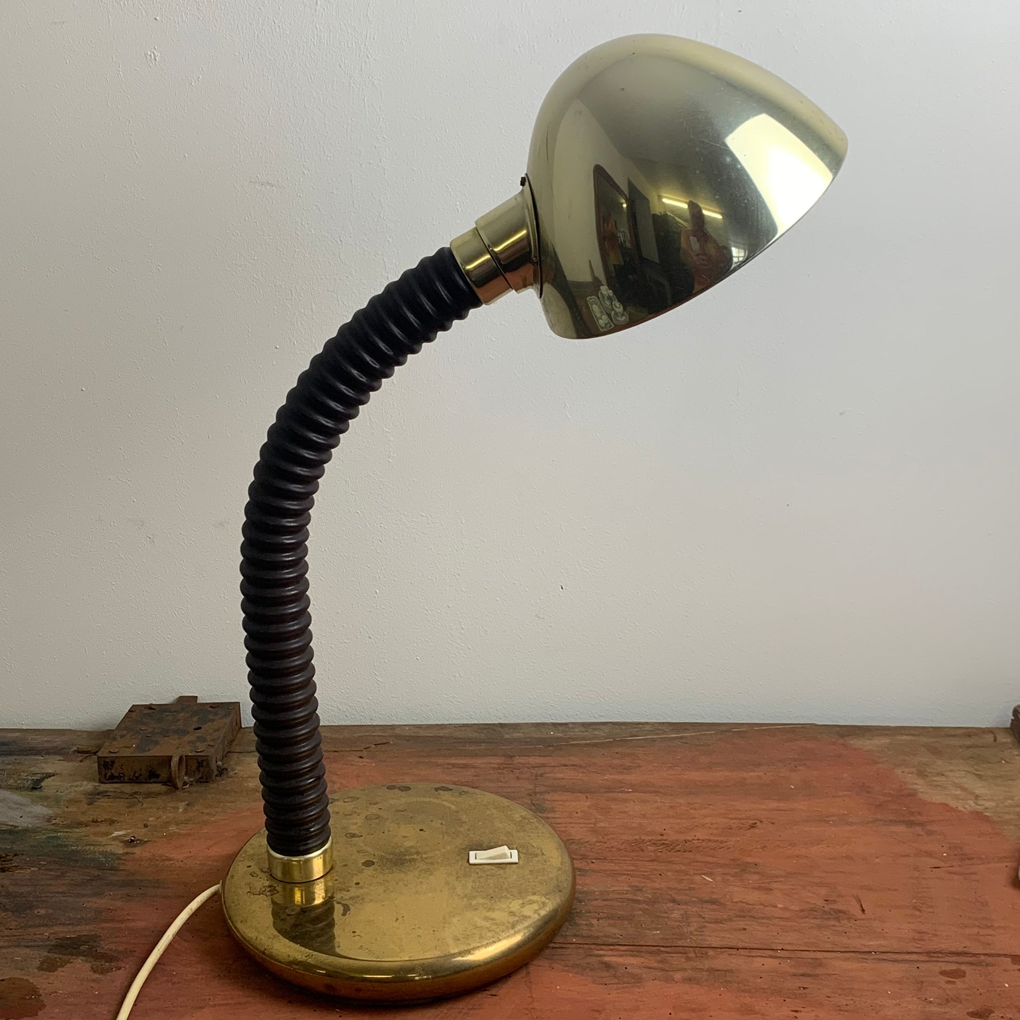 Vintage goldene Schwanenhals Lampe – Trödelfuchs Vintage Shop