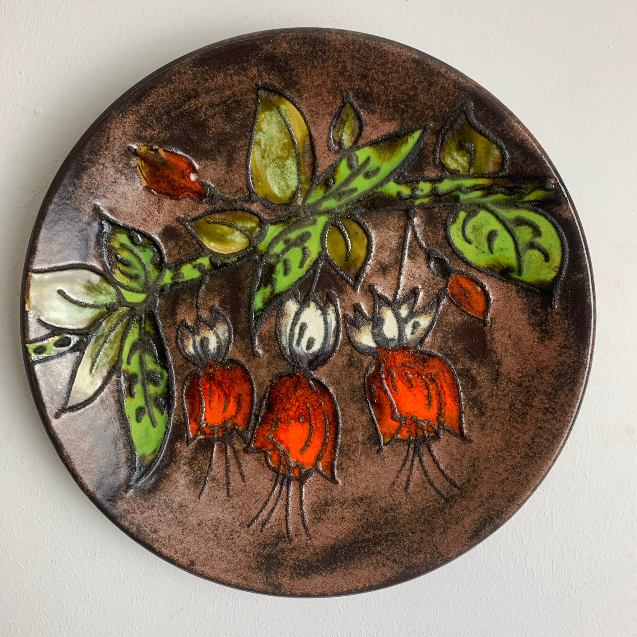 Vintage Keramik Wandteller von Ruscha Glockenblume