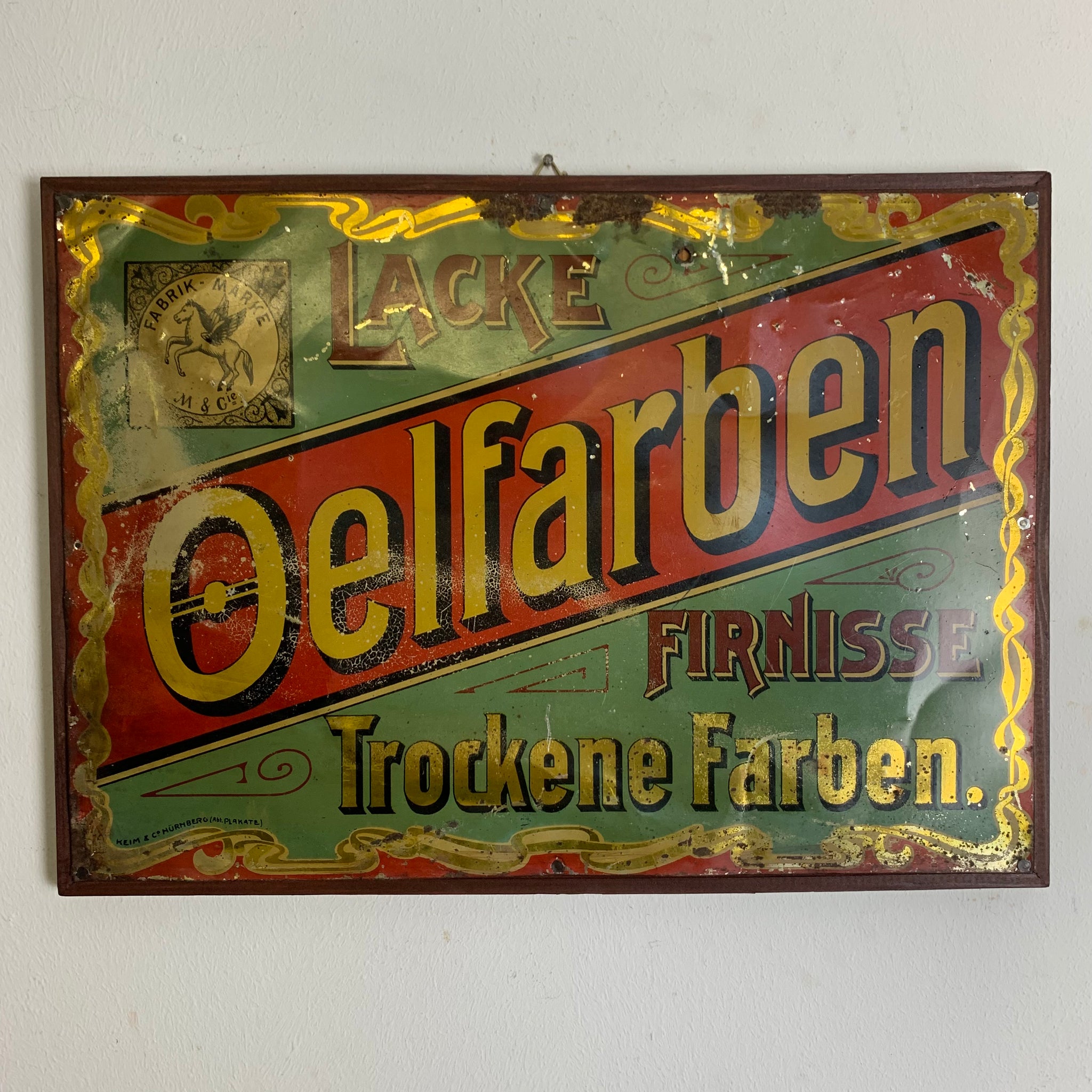 Vintage Blechschild Ölfarben