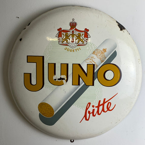 Vintage Emaille Schild Juno