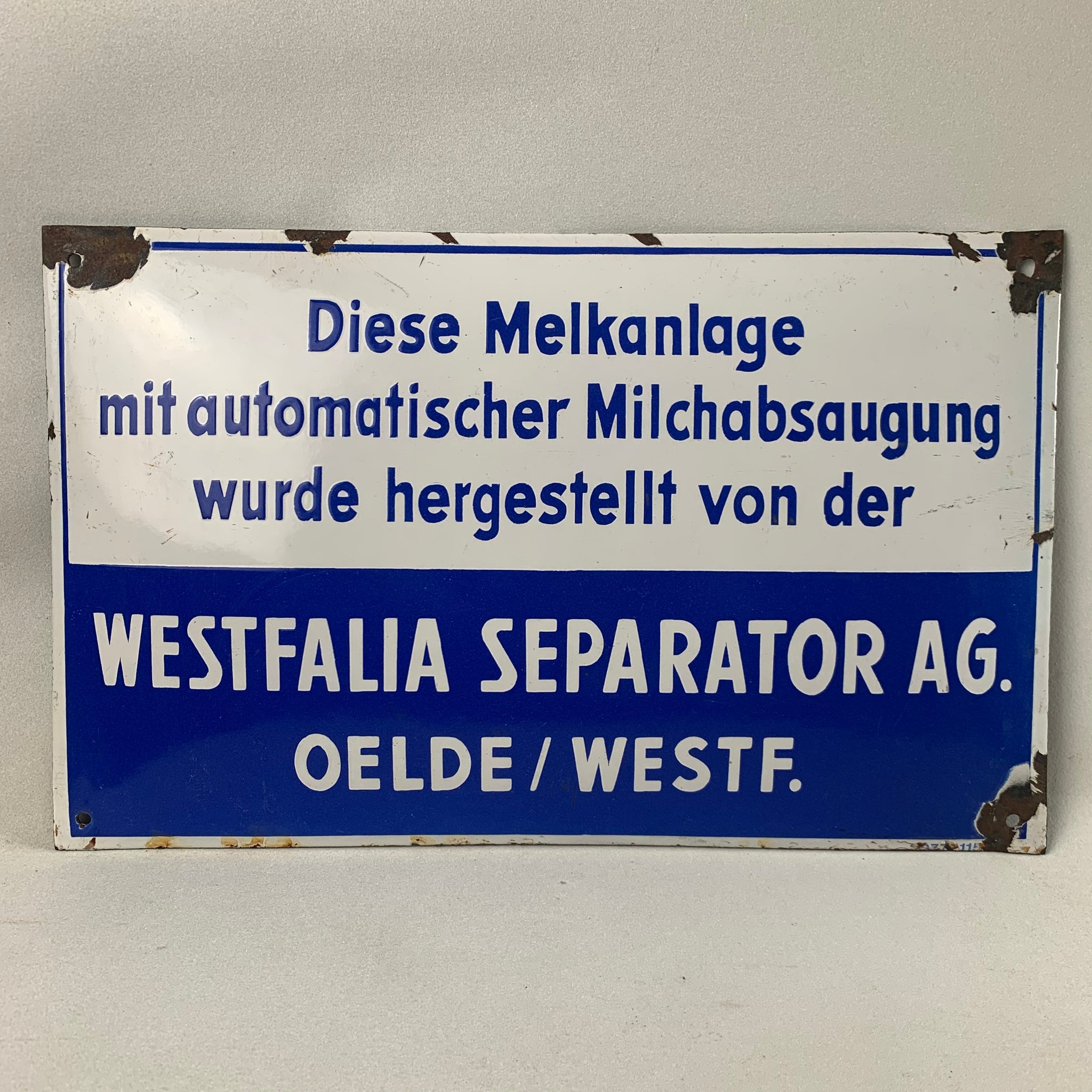 Emaille Schild Westfalia Separator AG.
