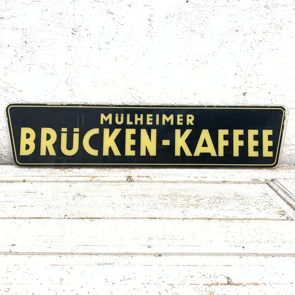 Vintage Werbeschild aus Glas Mülheimer Brücken - Kaffee
